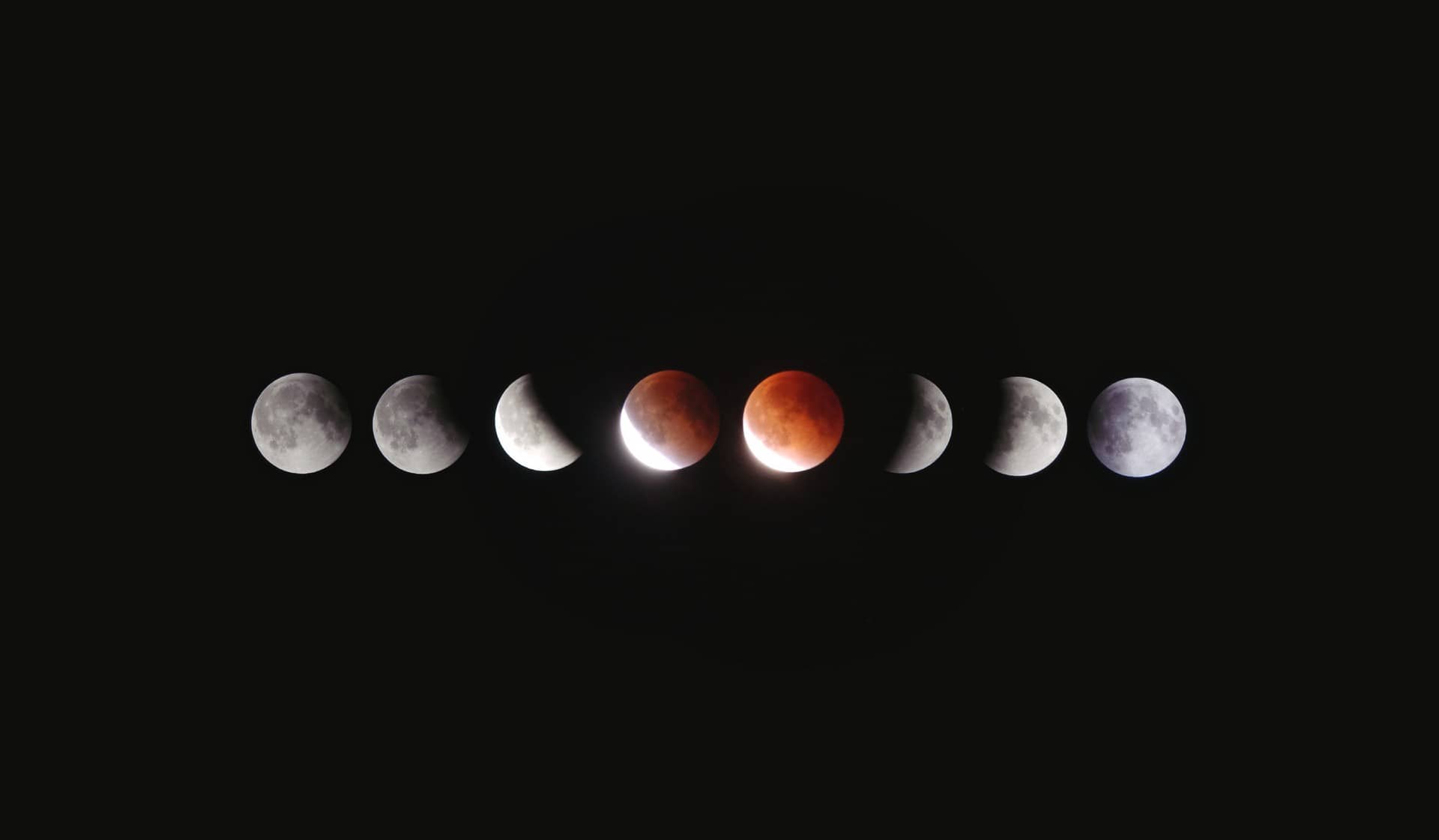 The moon in different phases