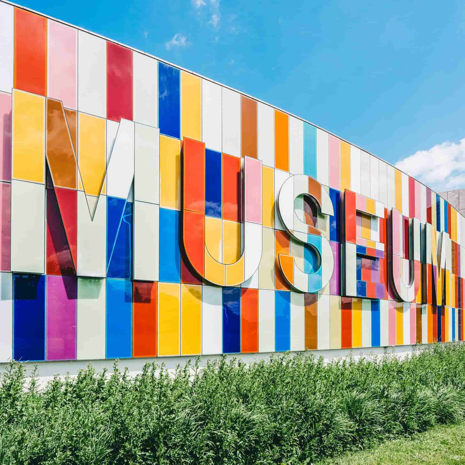 Colorful museum sign