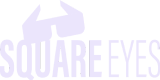 Logo for Square Eyes webpage with the name Square Eyes and a pair of 3D glasses on top of the name